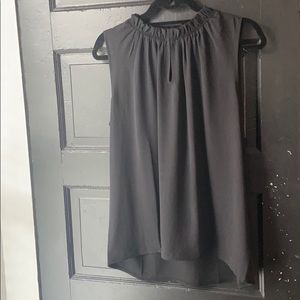 Mixed Media Ruffle Neck Shell